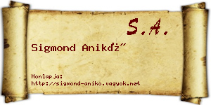 Sigmond Anikó névjegykártya