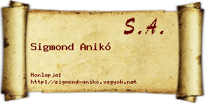 Sigmond Anikó névjegykártya